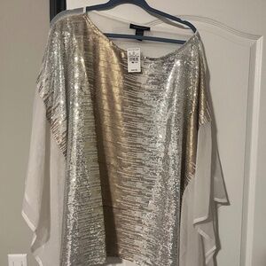 Sliver and Gold Poncho Blouse 18/20 NWT